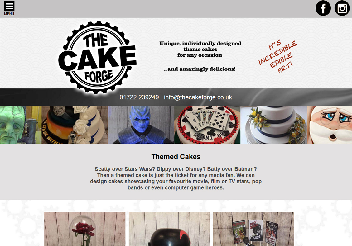 The Cake Forge Salisbury website from Ringstones Media