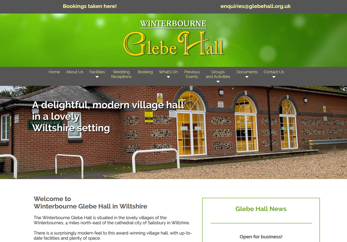 Winterbbourne Glebe Hall website from Ringstones Media