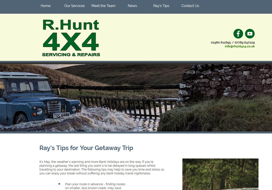R Hunt 4x4 website from Ringstones Media