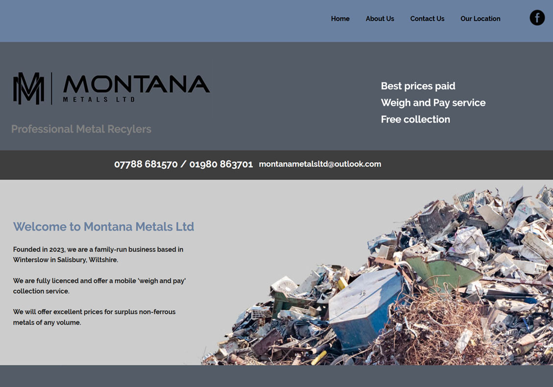 Montana Metals Ltd Salisbury website from Ringstones Media