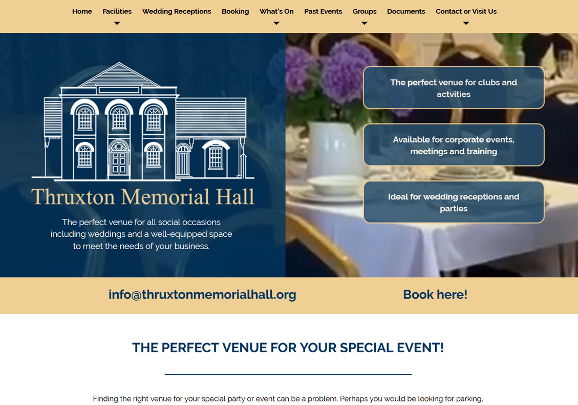 Thruxton Memorial Hall Andover website from Ringstones Media